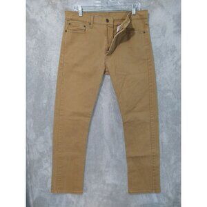 Levis 513 Jeans Mens 34x32 Beige Denim Slim Straight Fit Mid Rise Stretch